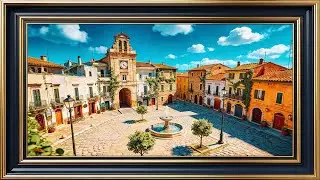 Spring in Italy: Charming Village Square Ambience - 3 HOURS 4K - Relaxing TV Frame & Nature Sounds
