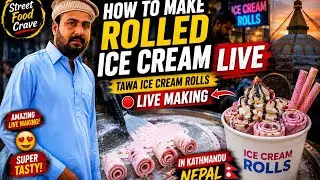 How to make rolled Ice cream live | tawa ice cream rolls live making in Kathmandu Nepal 