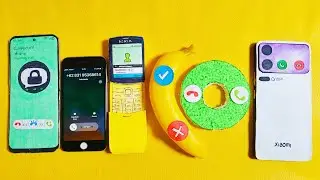 SAMSUNG Threema Vs iPhone 6 Vs NOKIA + Banana Vs Circle Green Vs Xiaomi 17 Rear Screen incoming Call