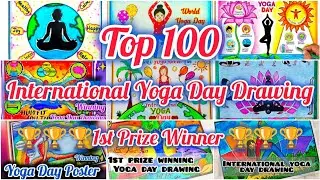 International Yoga Day Poster Drawing // 1st Prize winner🏆 drawings // Top 100 Yoga Day Best Drawing