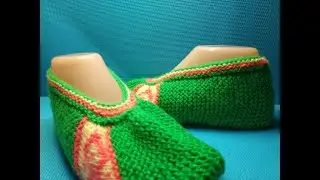 #866 🔥ТАПОЧКИ СПИЦАМИ ИЗ ПРЯМОУГОЛЬНИКА. /  СЛЕДКИ С ОРНаМЕНТОМ.💥