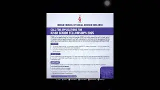 ICSSR Post Doctoral Fellowship for the year 2025.