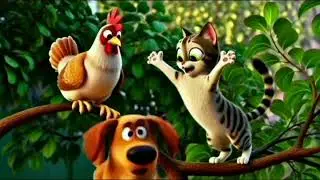 Murgi vs Cat: Epic Animal Battle with a Heroic Twist! 🐶 #mix, #shortsfeed,#animation 