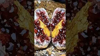 Red crystals Quartz and gold discovery #gemstones #jade #agate #diamond #gold #crystals
