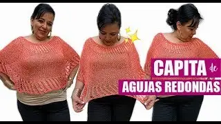 😍CÓMO TEJER ESTA #CAPITA O #MAÑANITA CON #AGUJASREDONDAS - FÁCIL Y RÁPIDO - YO TEJO CON LAURA CEPEDA