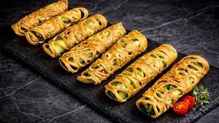 Delicate Crepes That Look Impossible to Make. Pancake appetizer with fish