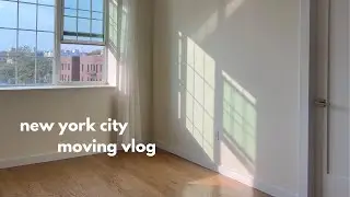 nyc moving vlog | my first apartment, empty tour, unpacking & organizing, building furniture