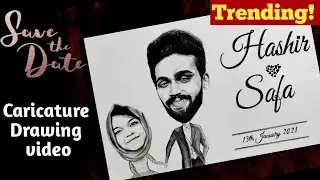 Trending Save the date | Wedding carictaure video | cartoon | Portrait drawing | Pencil art | DIY