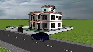 5BHK west facing residential building 3D model on sketchup #housedesign #civilengineering #sketchup