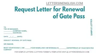 Request Letter For Renewal Of Gate Pass - Sample Letter Requesting Gate Pass Renewal