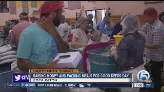 Raising money and packing meals for Good Deeds Day