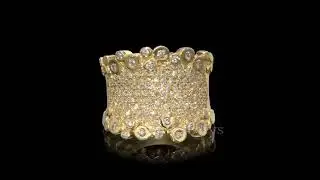 3ctw Paved Round Cut White Sapphire Wide Wedding Band Big Engagement