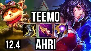 TEEMO vs AHRI (TOP) | 8 solo kills, Godlike, 11/3/6, 300+ games | NA Grandmaster | 12.4