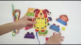 Wooden  threading toy animal lacing cards