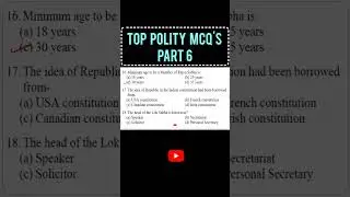 🔥 Top Polity MCQs (Part 6) | Test Your Political Knowledge! #polity #politygk #indianpolity