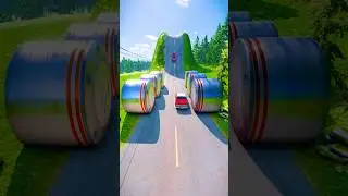 Cars vs Gigant Bollards - BeamNg.Drive