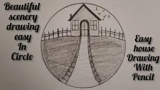 Very beautiful and easy drawing ✏️😍🏠 how to draw a beautiful house 😍🏠 very easy circle drawing 😍😍