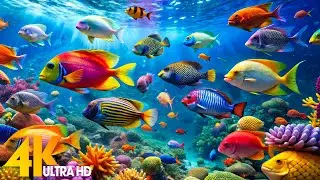 Aquarium 4K Video (Ultra HD) 🐠 Beautiful Coral Reef Fish - Relaxation Meditation Music