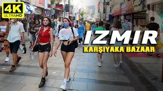 Izmir Karşıyaka Bazaar Walking tour| July 2021| 4k UHD 60fps
