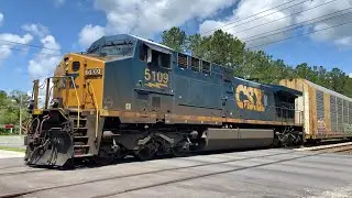 CSX AC44CW 5109 Leads Autorack Train M203-24 at Callahan, FL