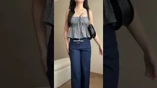 wearing selina top + mina denim #ootd #babydolltop #babydoll #denimpants #fitcheck #lavee