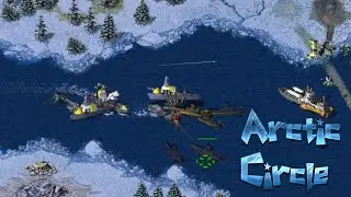Command & Conquer Red Alert 2 Online Multiplayer 4 vs 4 Players in Arctic Circle Map CnCNet