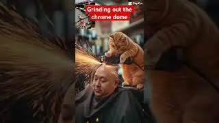 Cat mechanic's bald head polishing technique #comedy #shorts