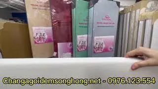Đệm S&ocirc;ng Hồng b&ocirc;ng &eacute;p vải gấm 3 mảnh ch&iacute;nh h&atilde;ng h&agrave; nội + freeship nội th&agrave;nh