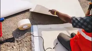 HDPE Membrane Laying procedure #waterproofing #civilengineering #construction Part 4