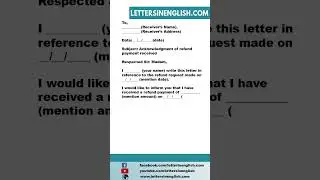 Acknowledgment Letter for Refund Payment