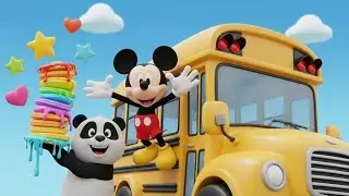 Mickey Mouse & The Panda Who Painted Pancakes 🍽️🎨 | School Van Adventure for Kids
