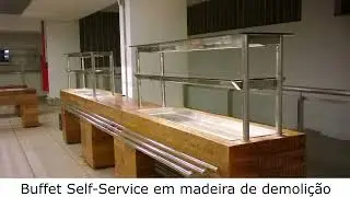 Buffet Self Service em madeira de demoli&ccedil;&atilde;o para restaurante