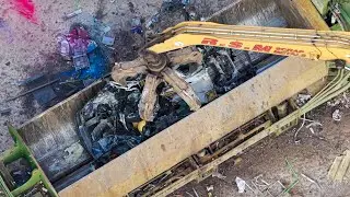 Car Crushing at the Scrapyard: Idromec T650 Shear Baler in Action & Scrap Metal Container Loading ♻️
