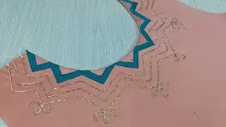 Beautiful Kurti Neck Design Gota patti Work Embroidery Design | Sewing Machine Embroidery