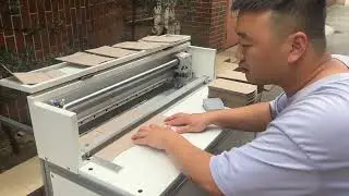 U and n Shape cardboard grooving by Cylinder sample grooving machine. Operator Jack