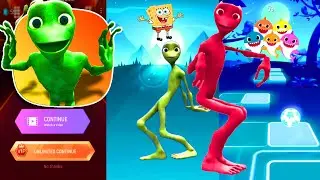 GREEN ALIEN SPONGEBOB  Baby Shark 😍 COCOMELON  Tiles hop PLAY MUSIK Challenge