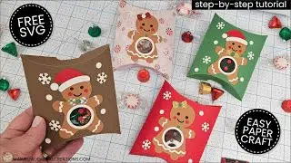 Как сделать рождественские коробочки-подушки с помощью Cricut | Бесплатная SVG-модель коробочки-п...