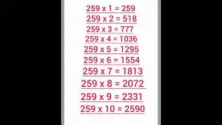 Table of 259 #shorts