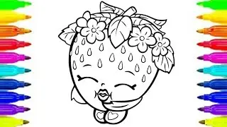 Learn Colors SHOPKINS Strawberry Kiss Coloring Pages Videos For Children Learning Colors