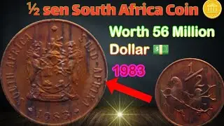 &frac12; Sen 1983 South Africa Coin 🪙 | Worth $56 Dollar 💵 | Rare Old Coin Value