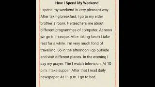 How I Spend My Weekend (Paragraph) (class 3 - 5)#shorts #short