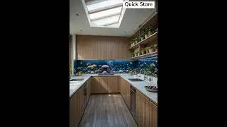 Aquarium Backsplash Kitchen Decor Ideas 🌊 | Tropical Zen Design #shorts #shortsvideo  #home