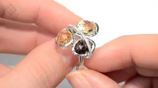 E5926 - Exquisite Multi Stone 0.07ct Diamond and 9K White Gold Ring