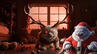 🎄 Christmas Nightmare: Santa Cat Summons the Reindeer-Horned Monster Cat!#story #ai #catshorts#aicat