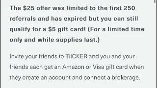 Instant giftcards with tiicker when you link a stock account (Robinhood, Acorns, Etc..