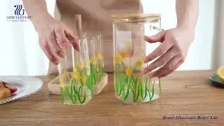 High borosilicate glass jug set with bamboo tray