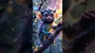🌌 Meet the magical monkey of the glowing woods! 🐒✨Nature&rsquo;s little starlight guardian! #artipycanvas