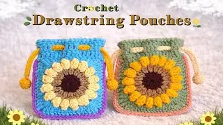 Crochet Sunflower Pouch Bag | Easy Drawstring Pouch Tutorial ll