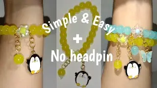 How to make a hanging beads bracelet without headpin | Simple and easy |ASMR |  Yellow💛