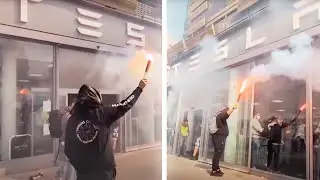 Protesters Storm Tesla Dealership in Paris Suburb: France Nationwide Strike Footage (WATCH)